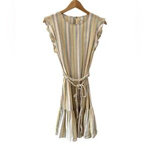 Marine Layer Laney Tiered Mini Dress M Beachy stripe Multicolor ruffle NWT